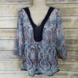 Maurices Blue and Pink Paisley Blouse
